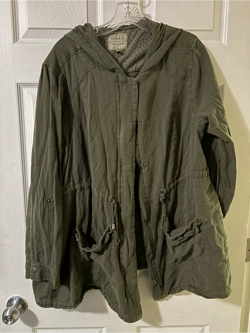torrid olive green hooded utility parka